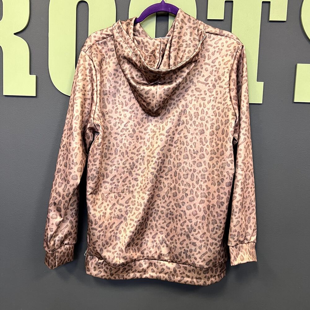 Women's Bronze Metallic Leopard Print Hoodie Size Medium - Picture 3 of 3